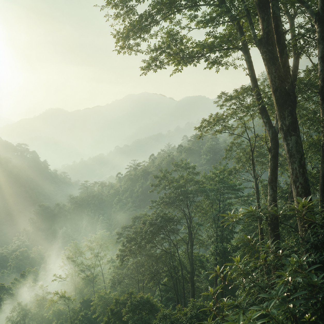 Cinnamon forest morning mist